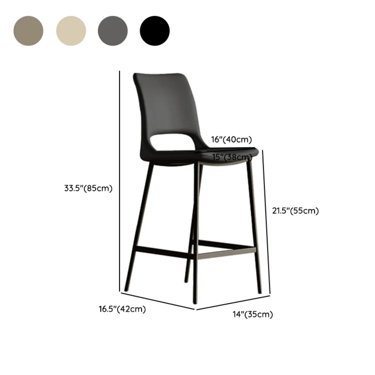 Dining Saddle Faux Leather Comfortable Counter Bar Stool #size