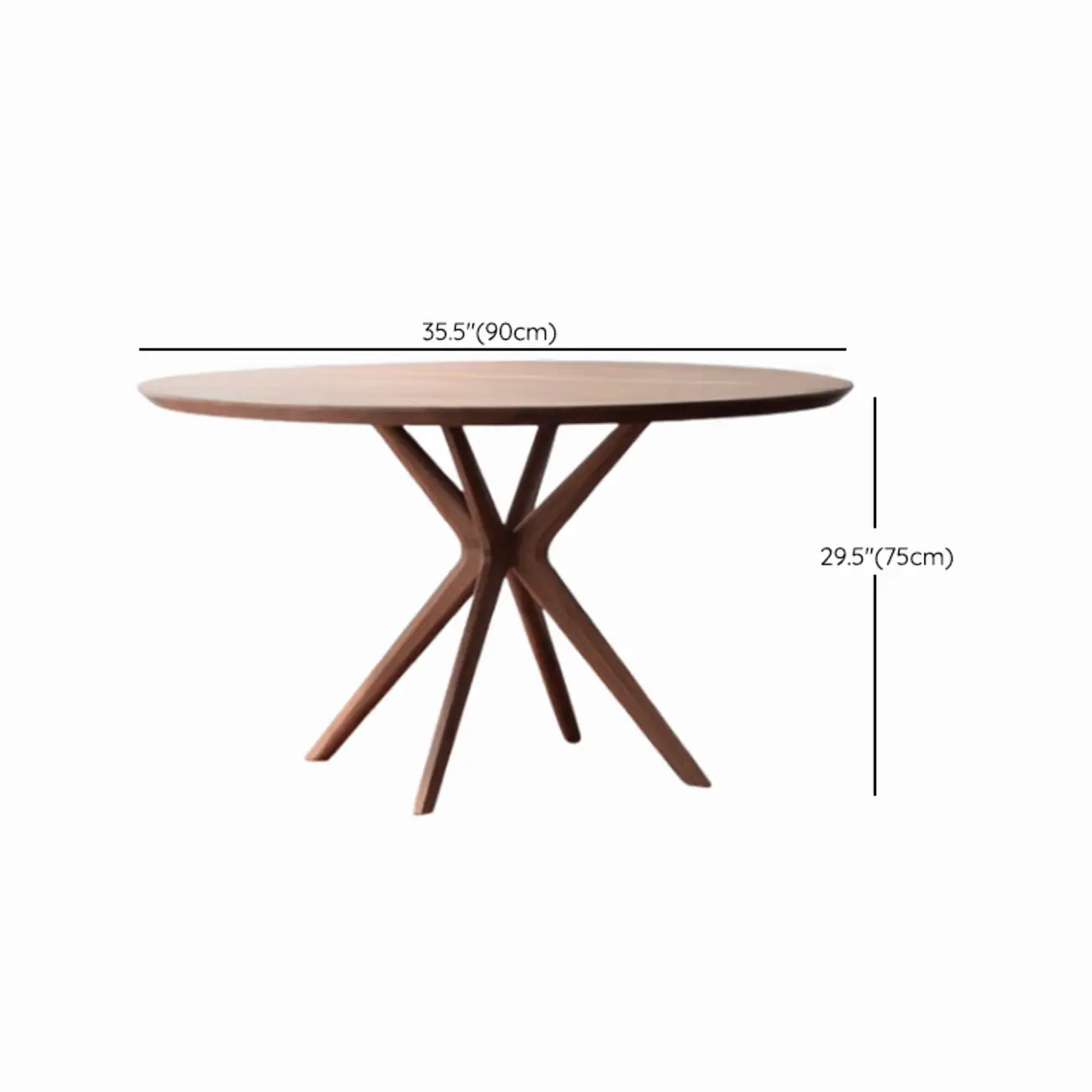 Modern Brown Solid Wood Round Dining Table #size