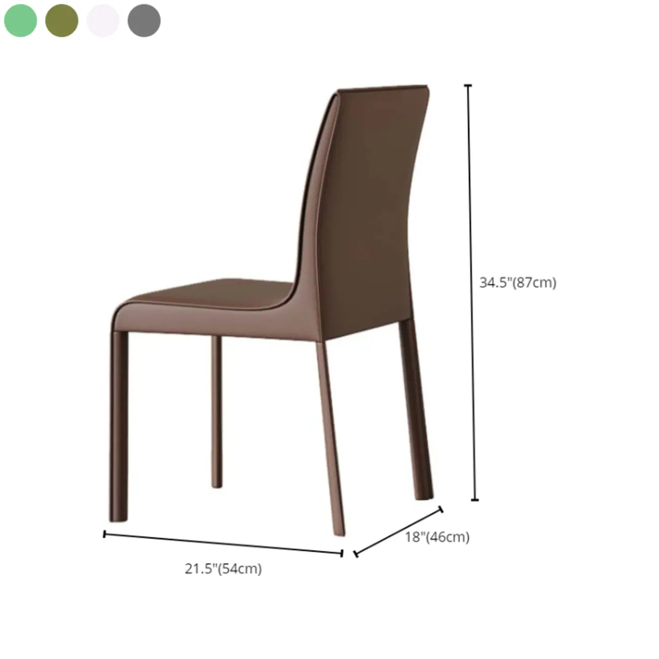 Modern Faux Leather Armless Solid Back Side Dining Chair #size