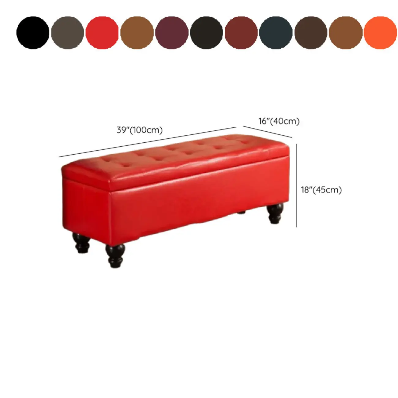 Living Room Solid Wood Leather Flip Top Entryway Bench #size