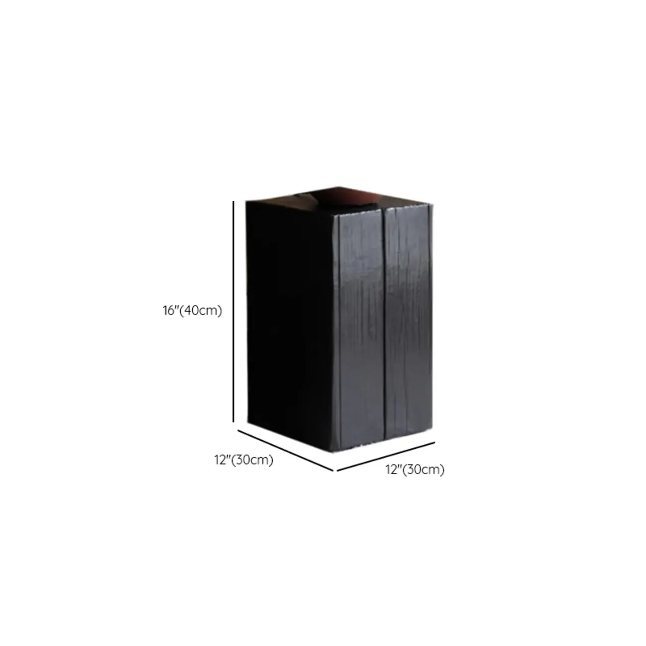 Modern Black Pine Wooden Square Stump End Table #size