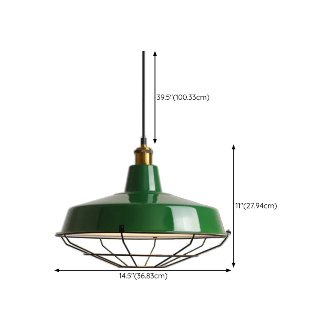 Adjustable Industrial Olive Green Iron Dining Pendant Light #size