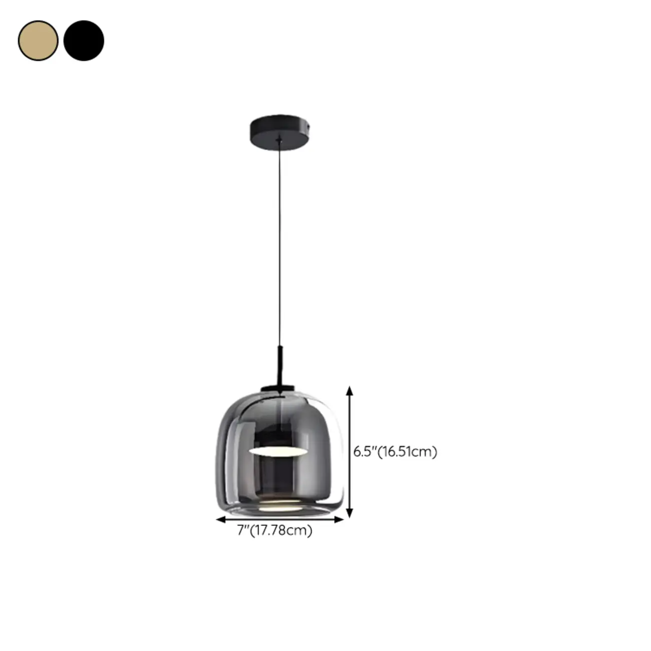 Dimmable Geometric Metal Glass LED Pendant Light #size