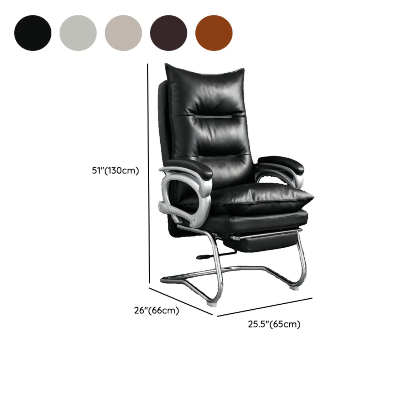 Elegant Brown Leather Reclining Executive Office Chair #size