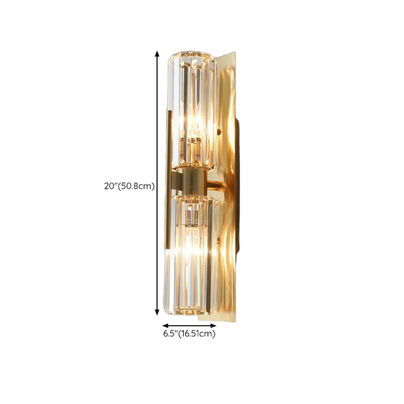 Elegant Gilded Glass and Crystal Ambient Wall Sconce #size