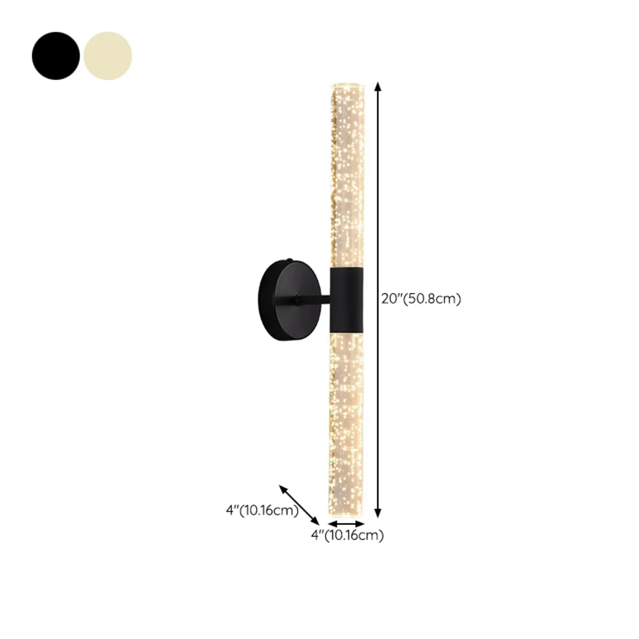 Modern 2-Light Acrylic Dreamy Cylinder Wall Sconce #size
