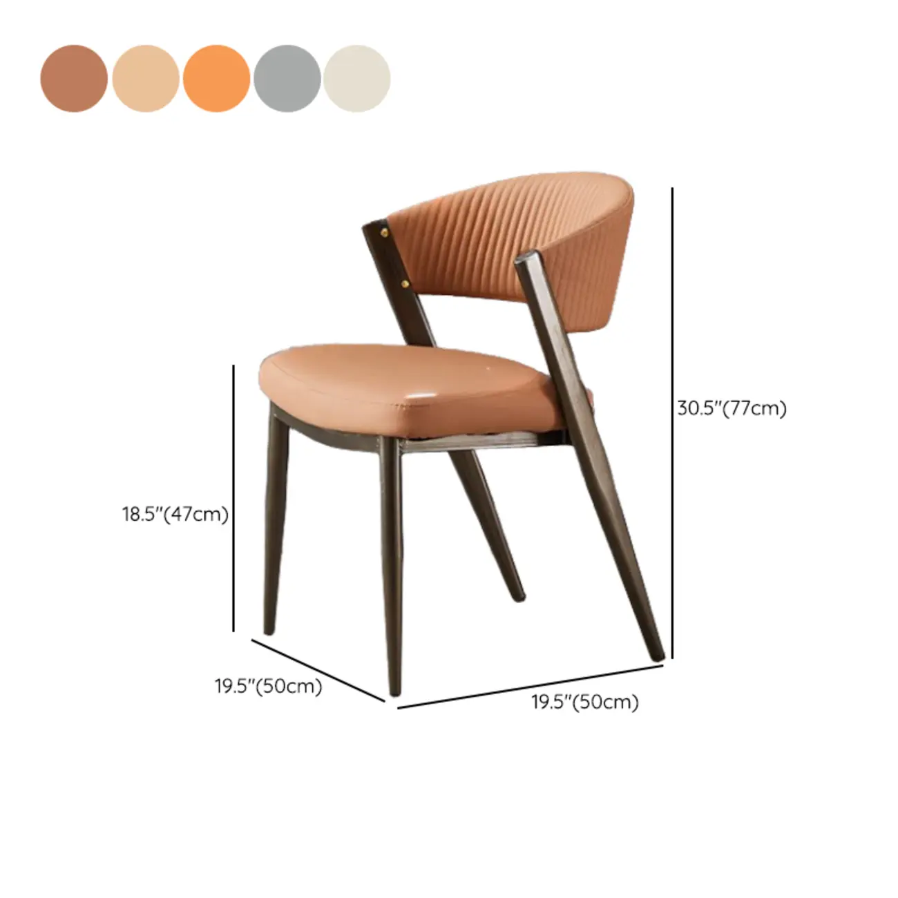 Glam Modern Low Back Faux Leather Dining Chair #size