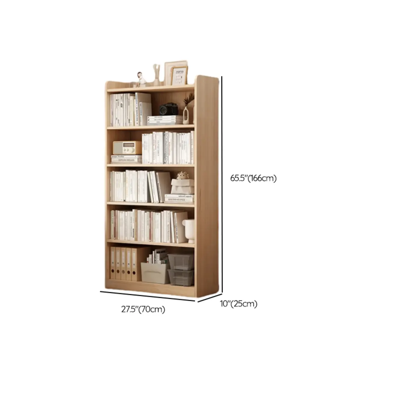 Natural Pine Vertical 6-Tier Barrister Closed Back Bookcase #size