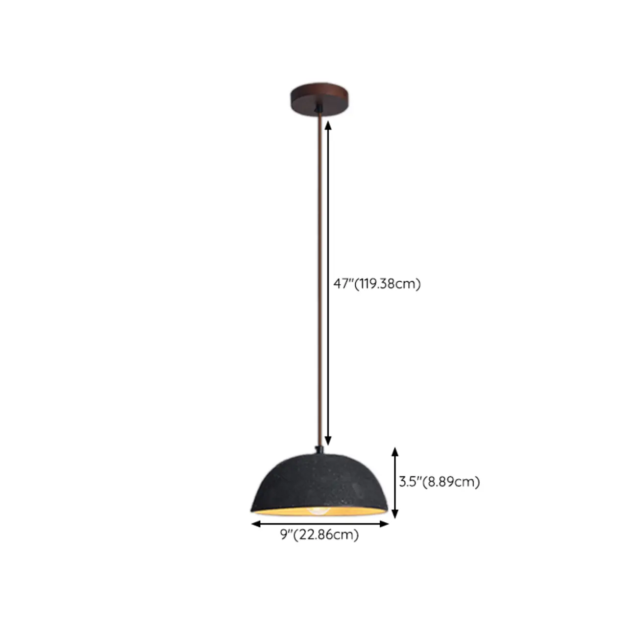 Modern Ceramic Black Bowl Kitchen Pendant Light #size