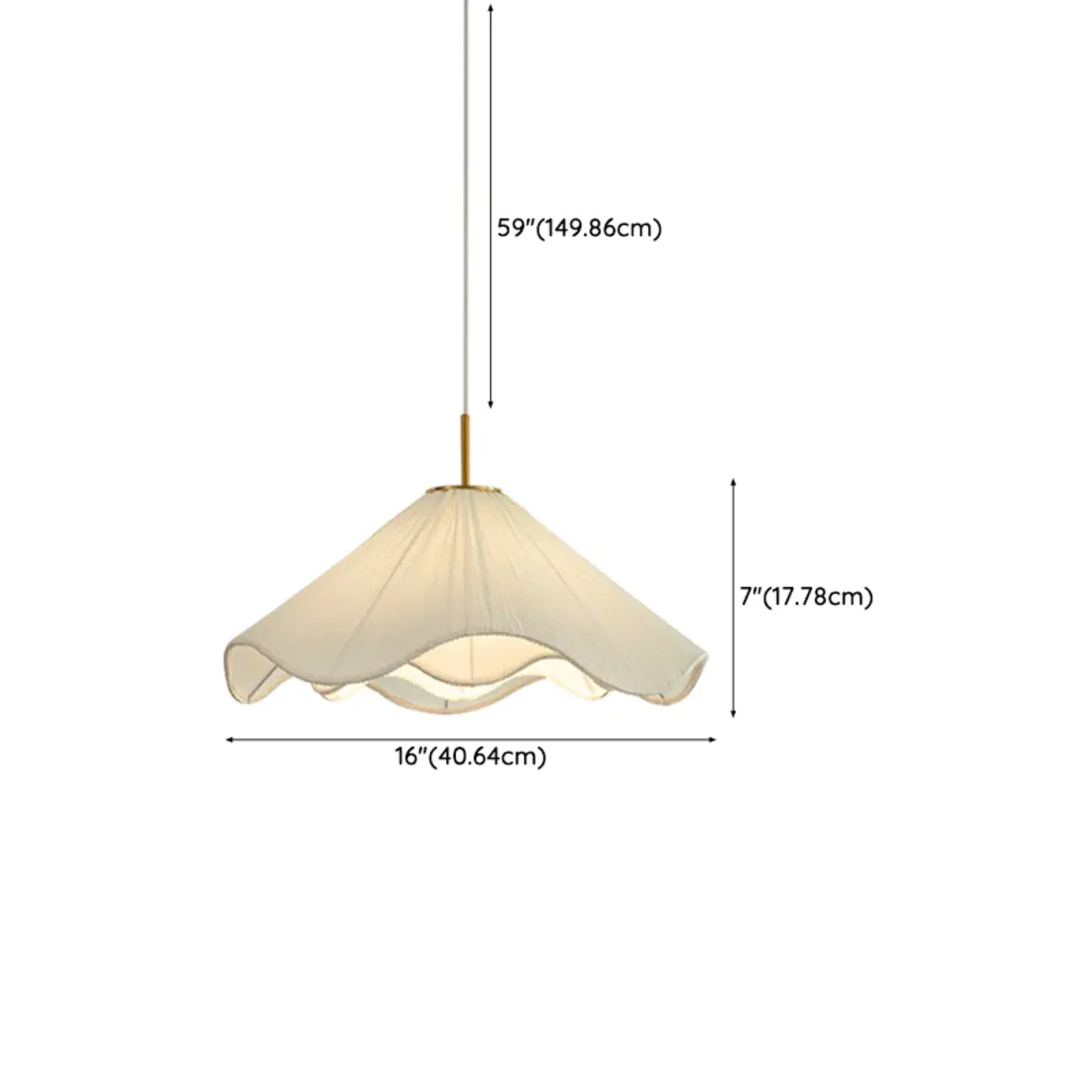 Adjustable White Fabric Flower Pendant Light Fixture for Indoor #size