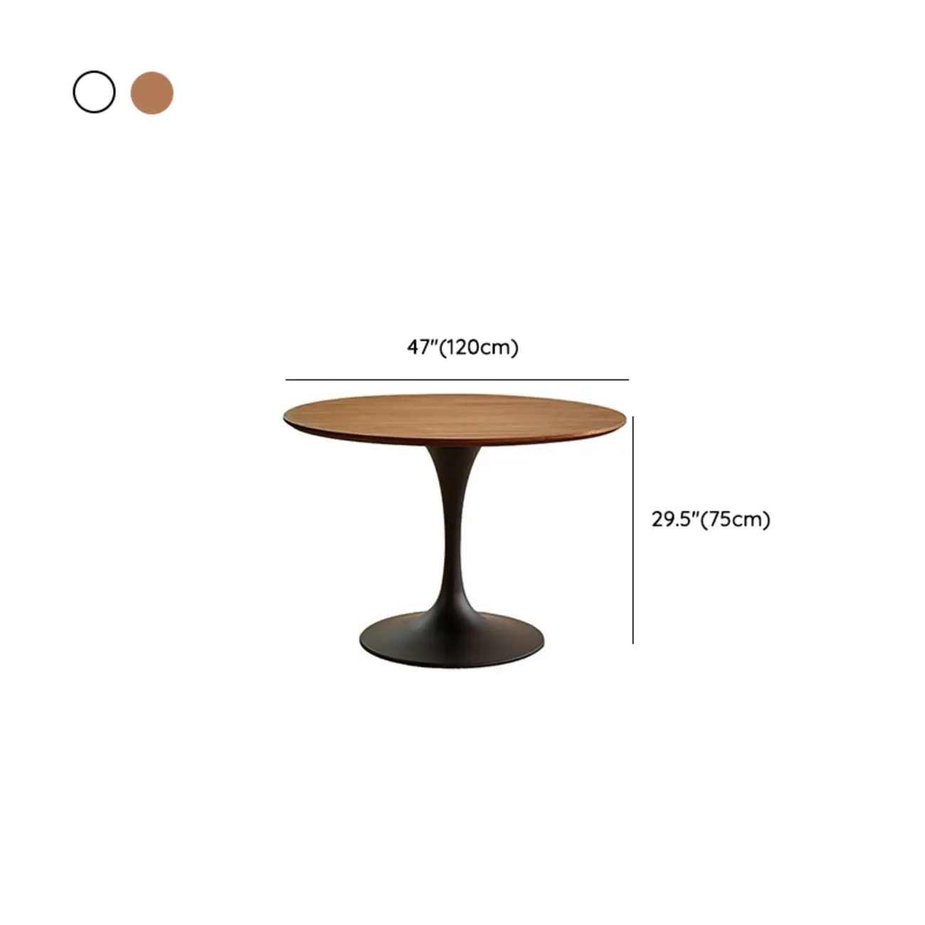 Casual Black Metal Wood Round Dining Table Image - 19
