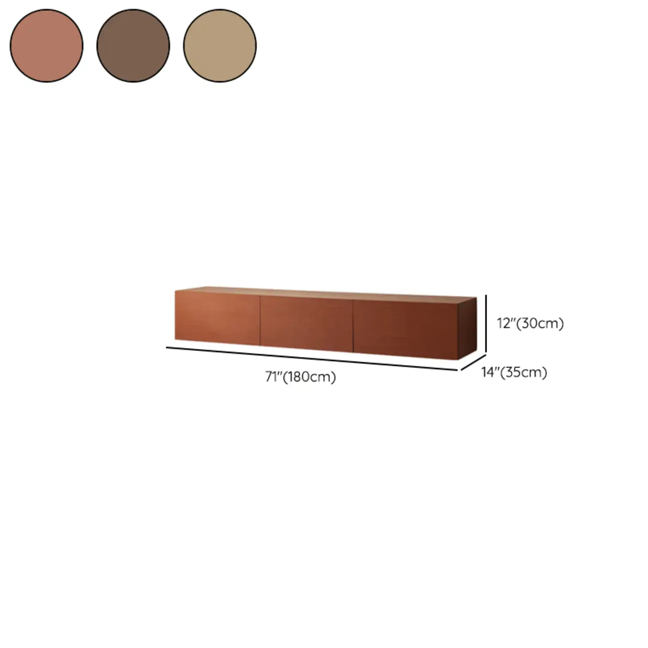 71" Mid-Century Rectangle Walnut Wood Cabinet Doors TV Stand #size