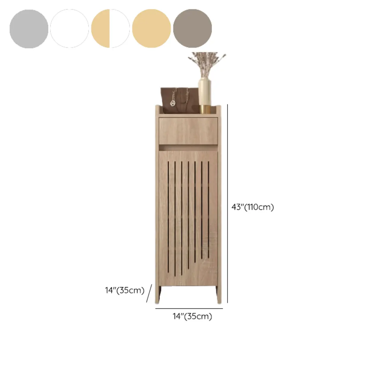 Modern Slim Wood Beige Entryway Shoe Cabinet #size