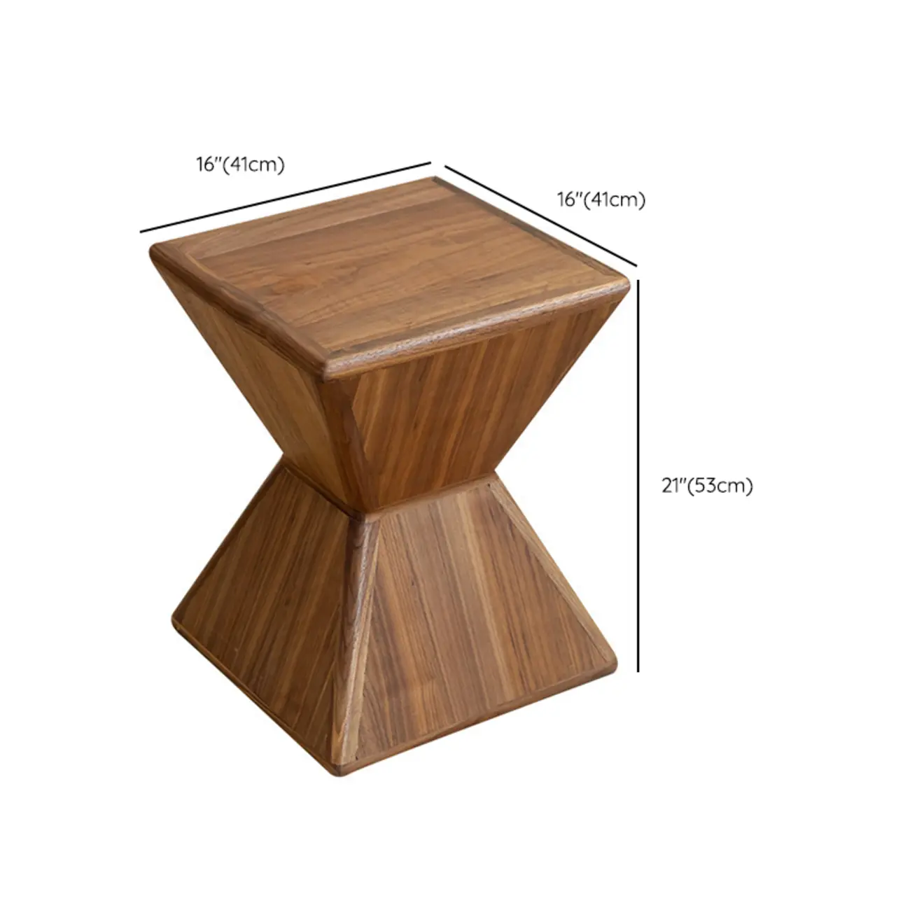 Small Art Deco Geometric Wood Side Table for Living Room #size