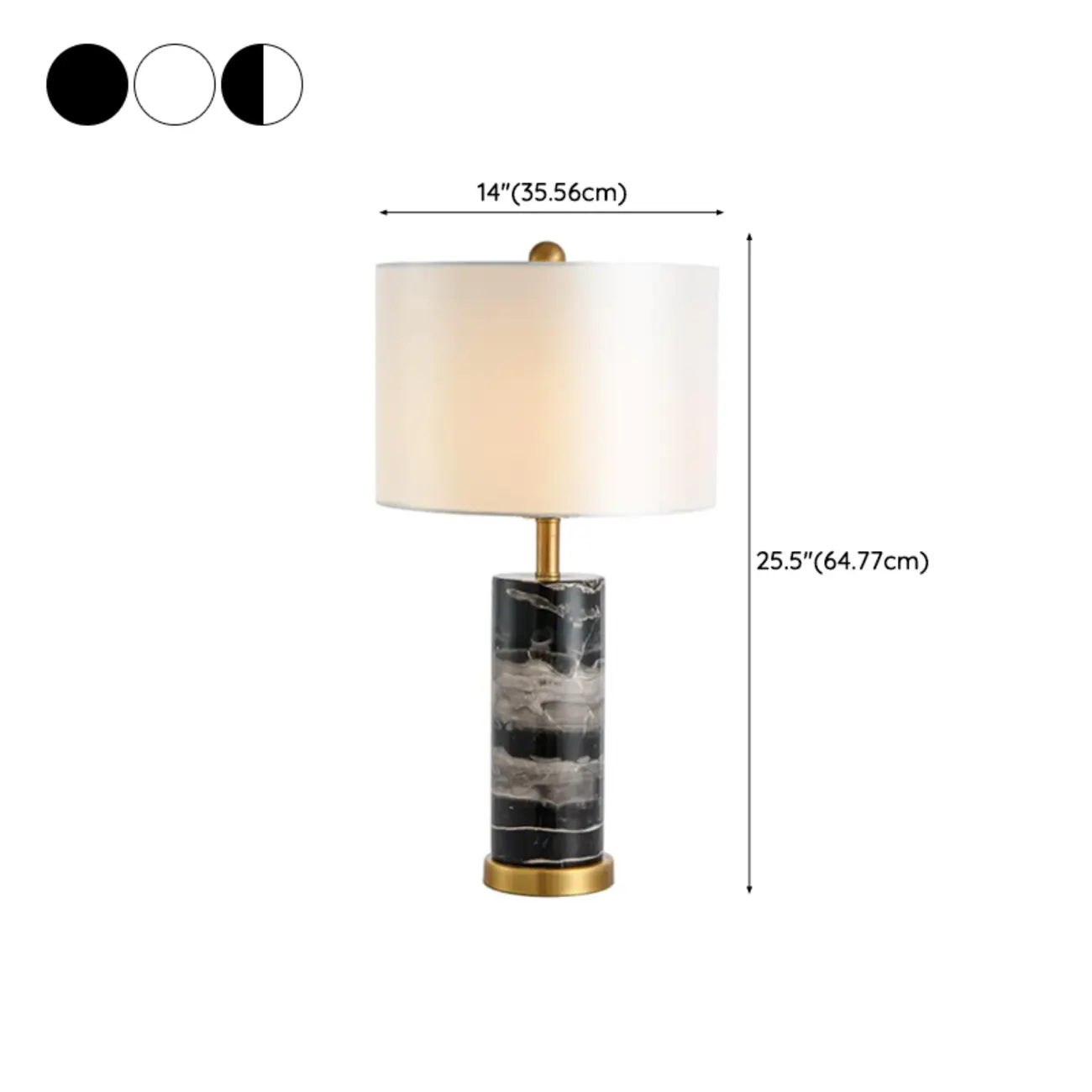 Modern Stone Table Lamp with Fabric Shade, LED Compatible #size