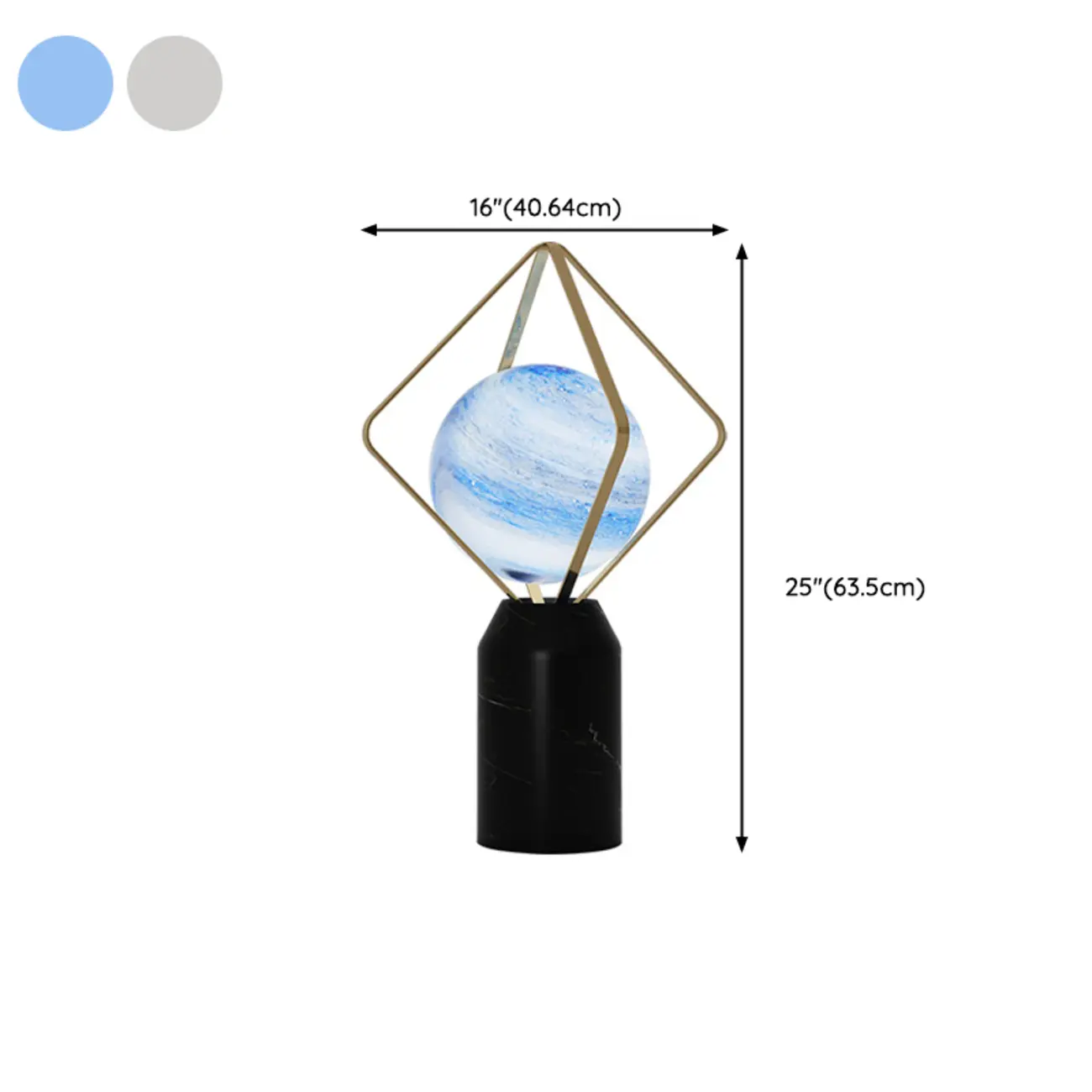 Elegant Plug-In Globe Stone and Glass LED Table Lamp  #size