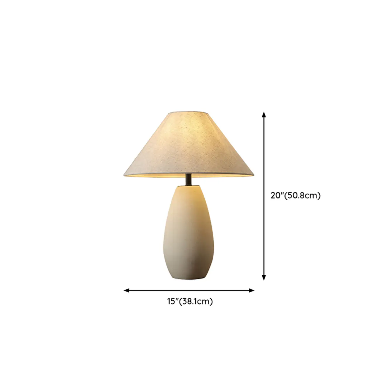 Elegant Ceramic Table Lamp with Fabric Shade #size