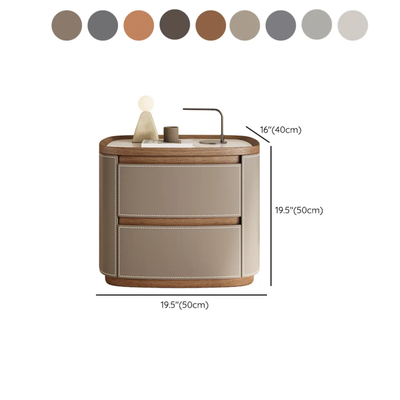 Trendy Low Tray-Top 2 Layer Solid Wood Nightstand #size