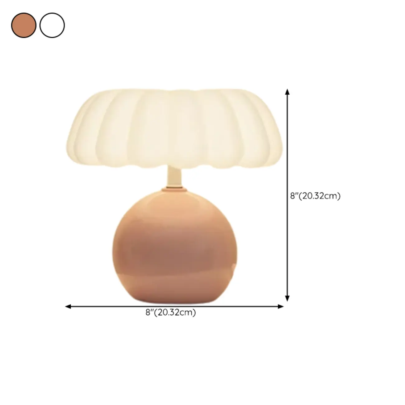 Pumpkin-Shape White Resin LED Table Lamp in 3 Color Light #size