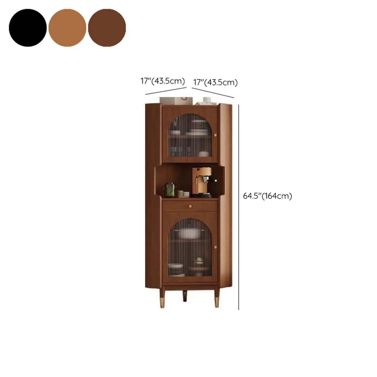 Modern 64.5" Classic 5-tier Wooden Corner Display Cabinet #size