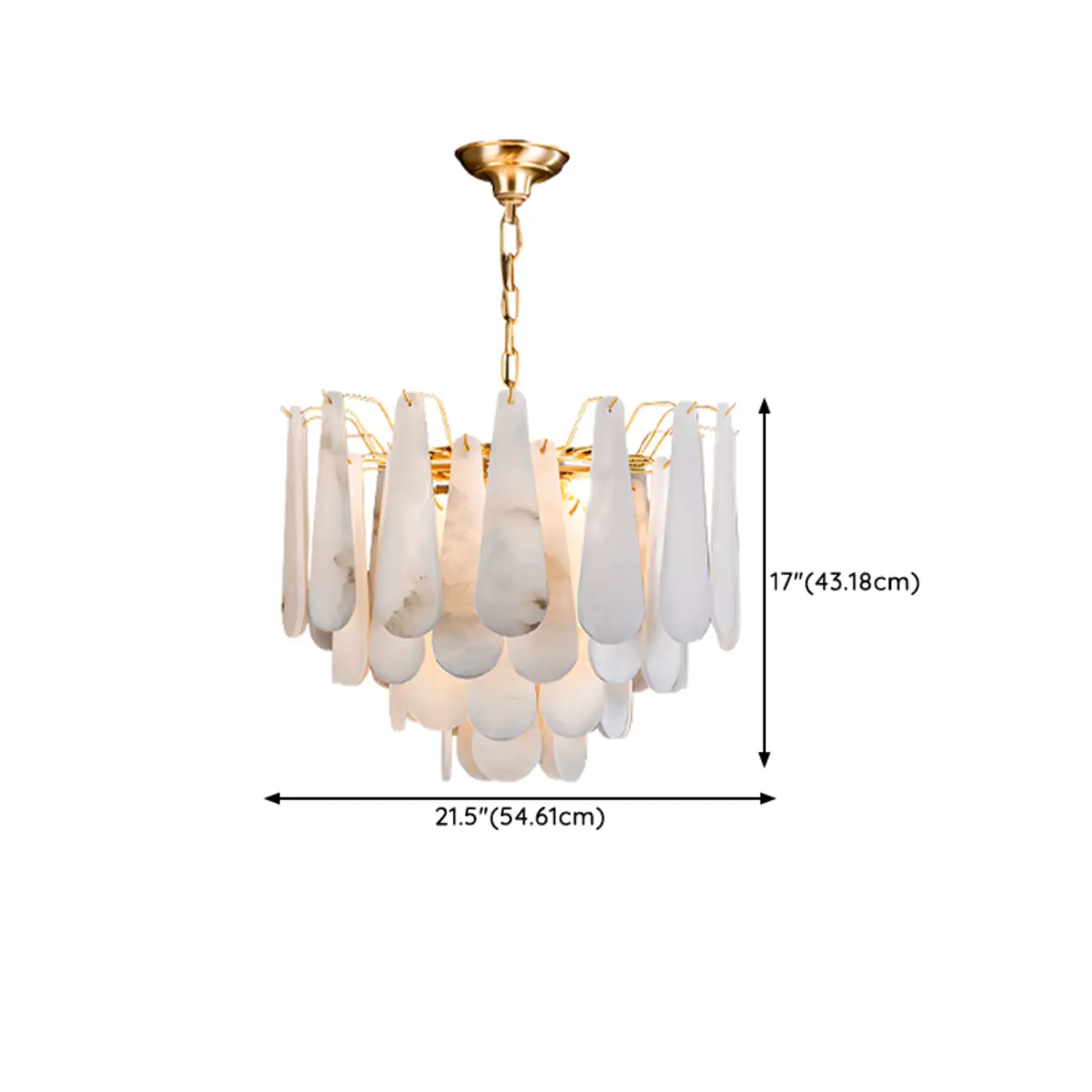Luxury Alabaster Tiered Teardrop Chandelier for Living Room #size