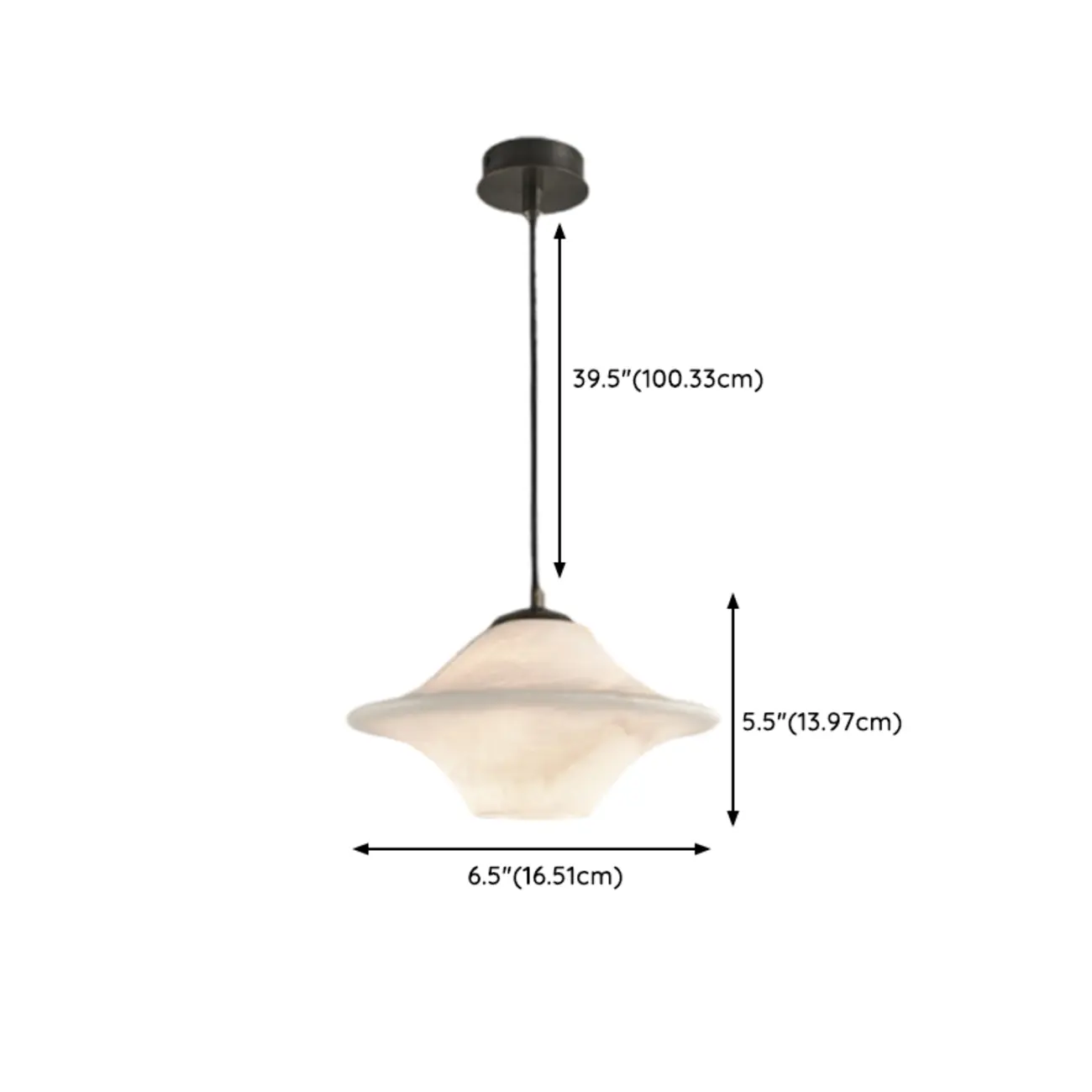 Modern White Stone Metal Hanging Kitchen Pendant Light #size