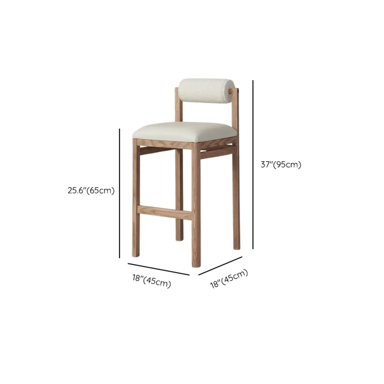 Modern Simple Style Leather Bar Stools with Rear Seat Back and Foot Pedestal #size
