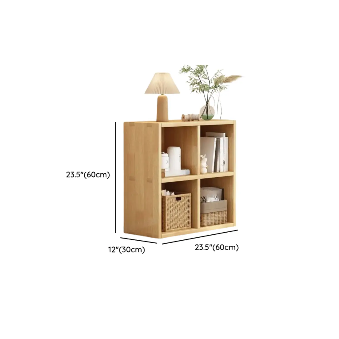 Modern Oak Bookcase Spacious Shelves Multi-Cabinets #size