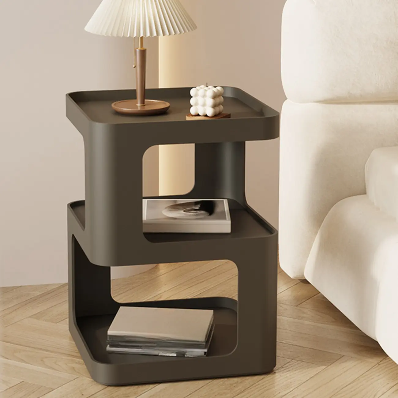 Sleek Chic Metal 2-Level Drawer Nightstand in White/ Black Image - 1 | homeyfad