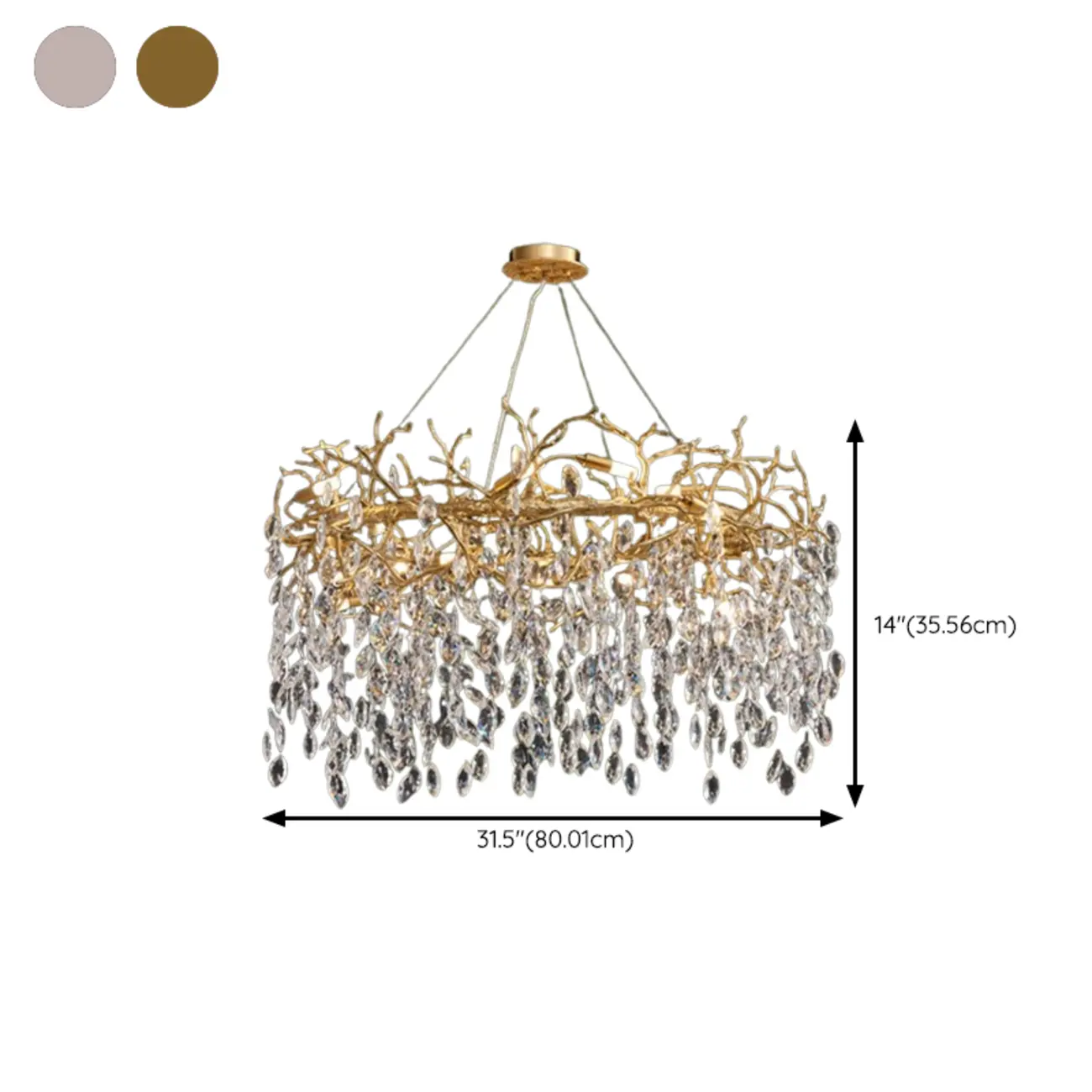 Modern Crystal Branch Chandelier for Living Room #size | homeyfad