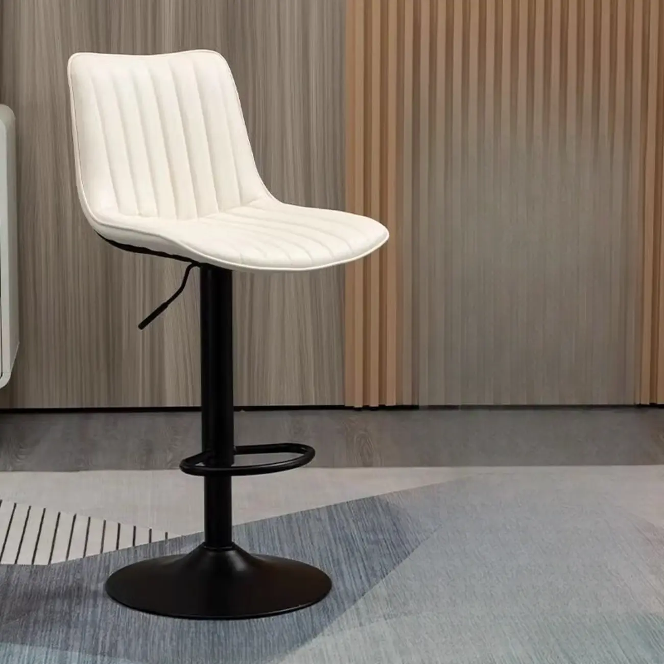 Adjustable Armless Leather Swivel Bar Stools with Back Image - 2 | homeyfad