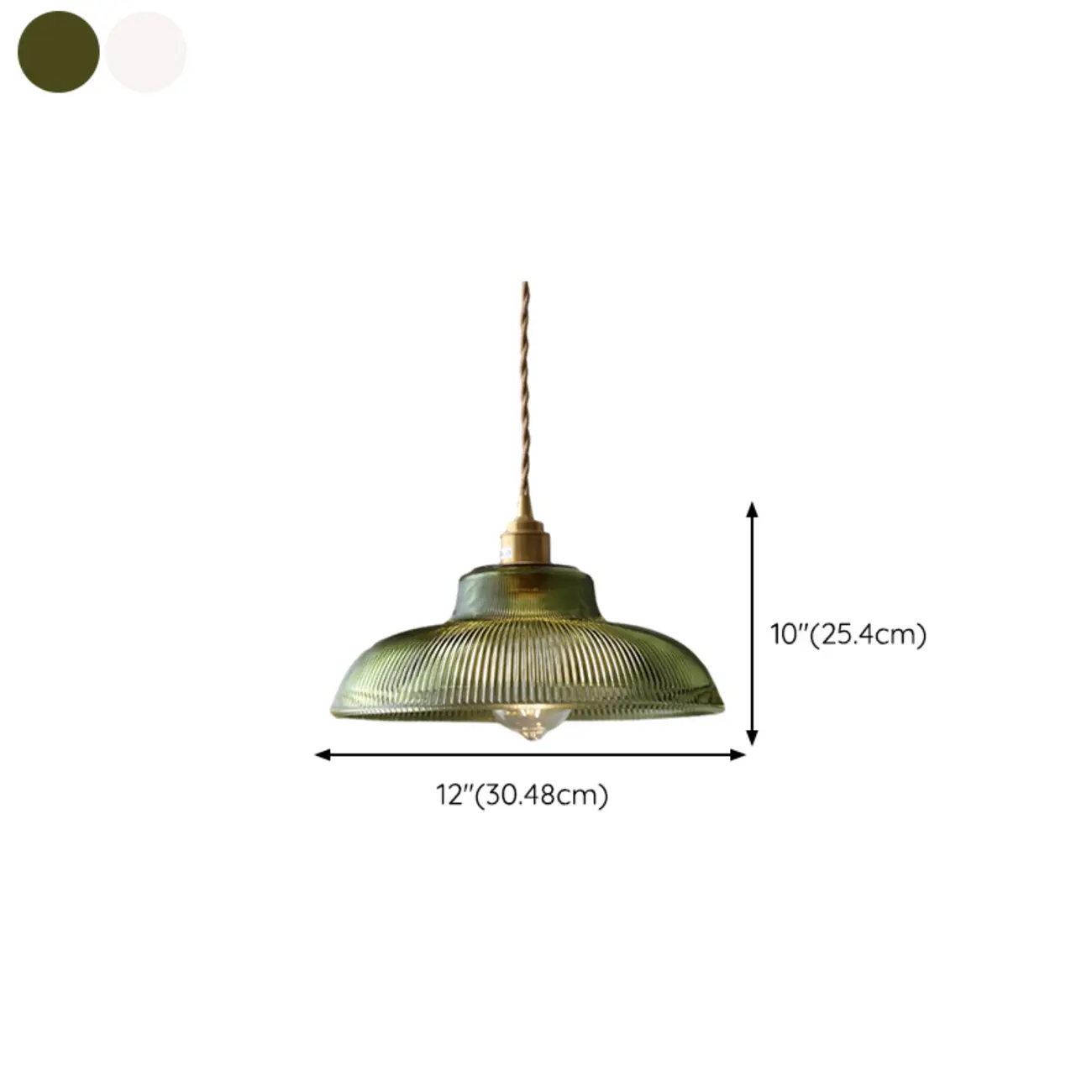 Modern Green Glass Dome Brass Kitchen Pendant Light #size