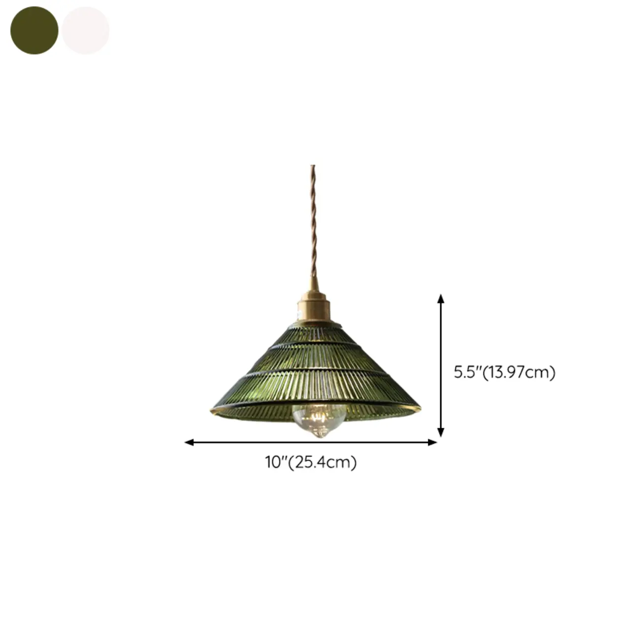 Modern Green Glass Dome Brass Kitchen Pendant Light #size