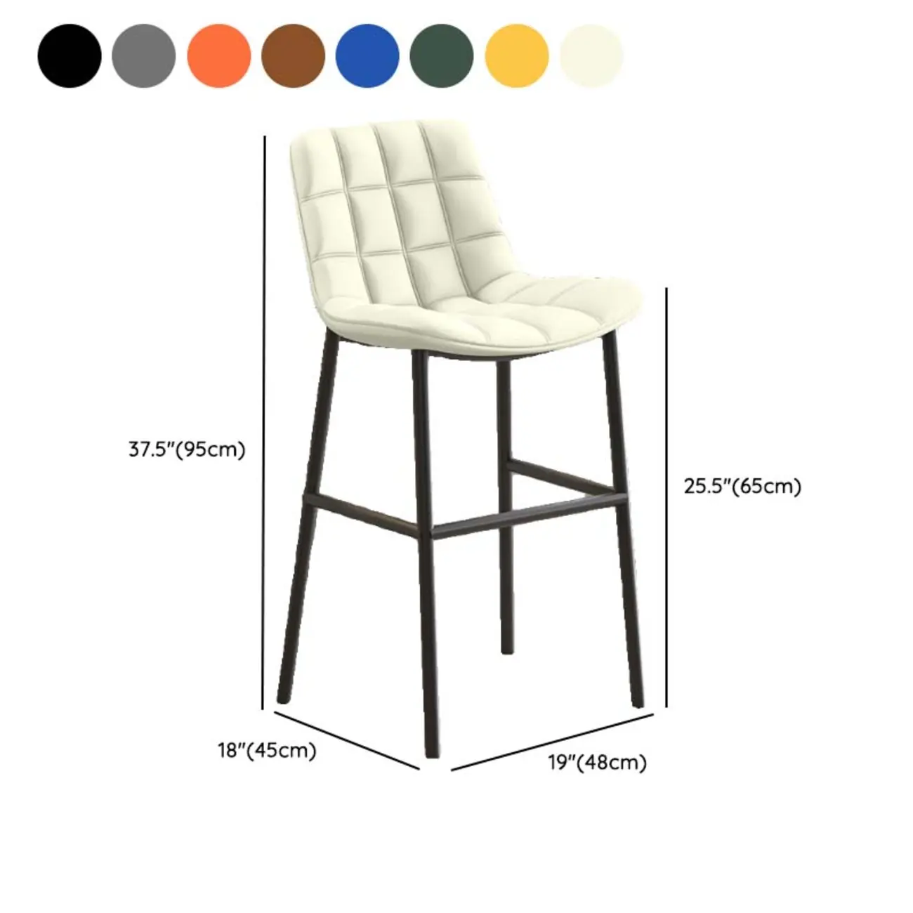 Concave Modern Low Back Leather Counter Bar Stools #size