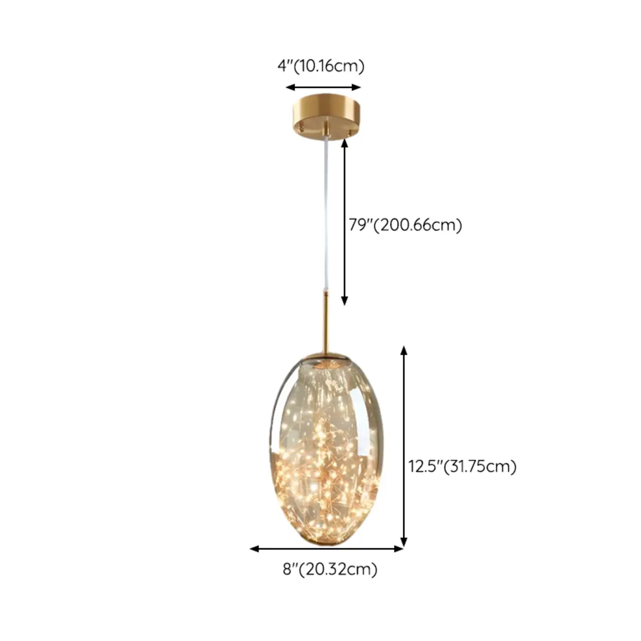 Modern Clear Glass Dining Room Pendant Light #size