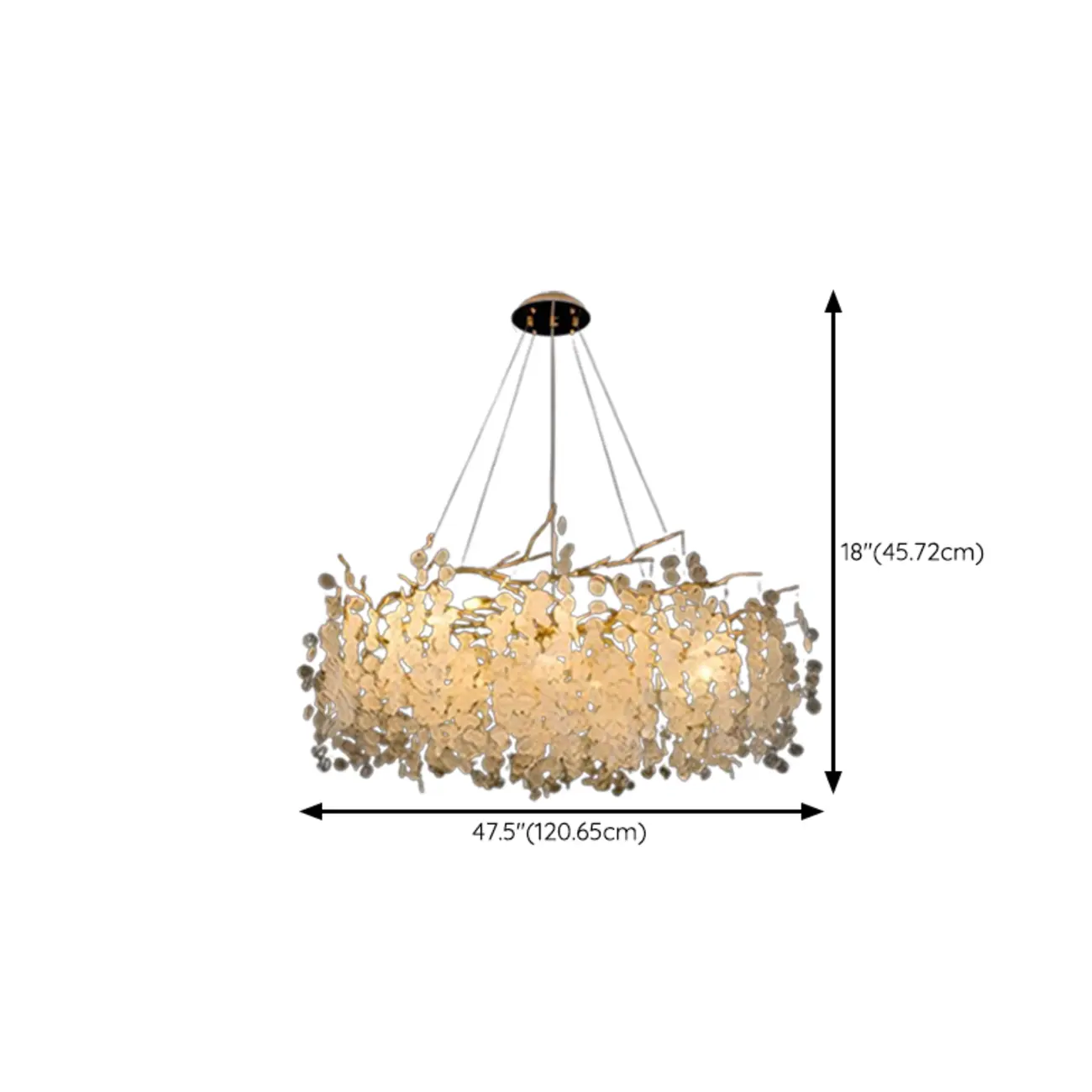 Elegant Golden Branch Glass Pendant Chandelier  #size