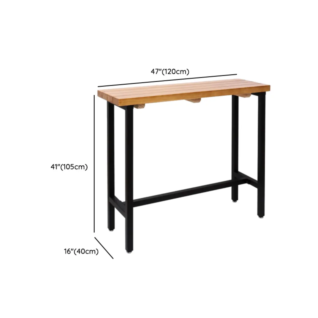 French Country Natural Wooden Iron Trestle Bar Tables #size