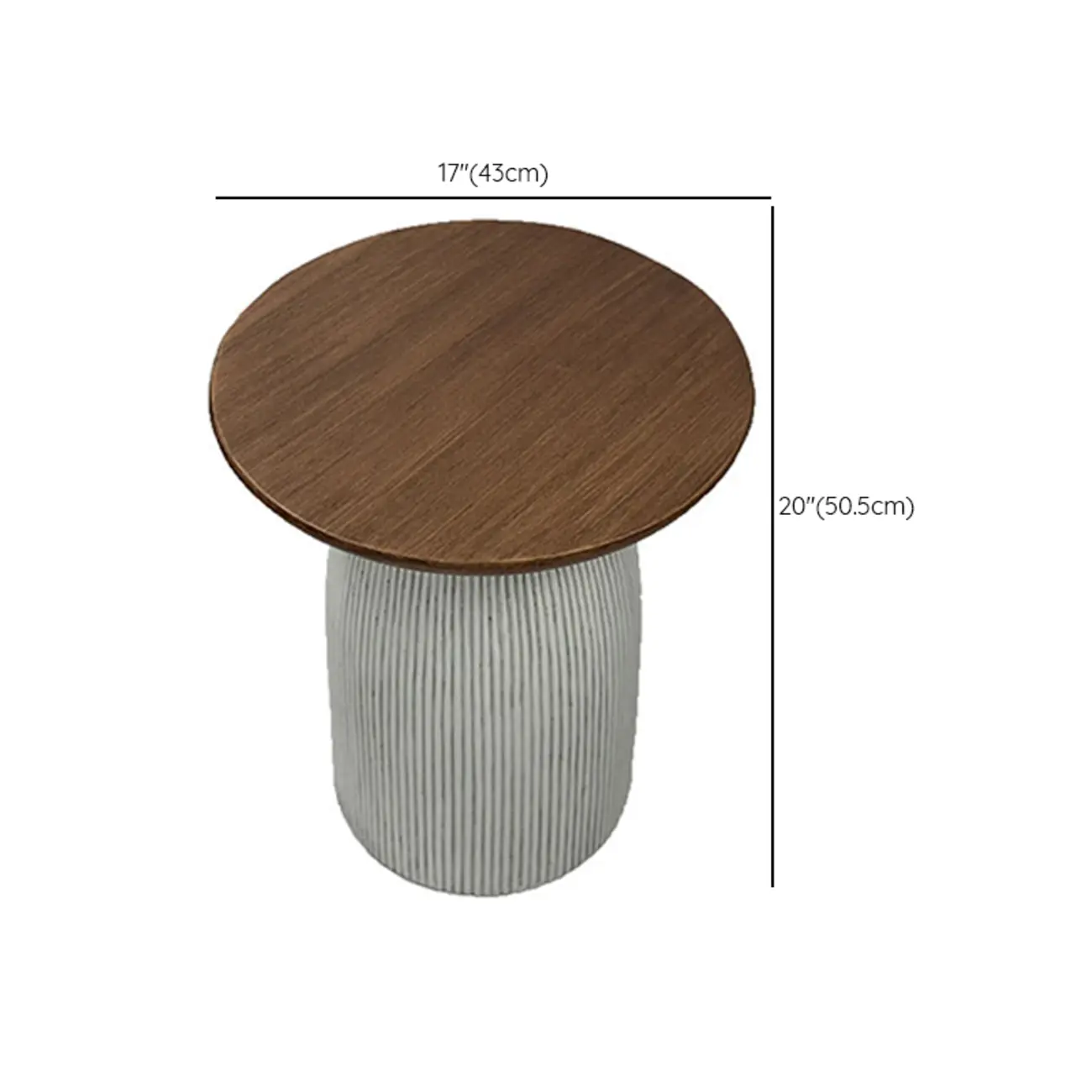 Living Room Brown Round Pedestal End Table #size