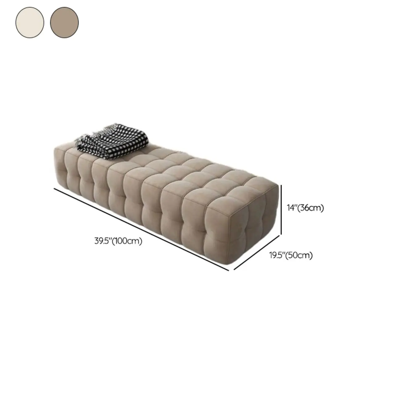 Modern Grey Velvet Upholstered Storage Bench for Bedroom #size