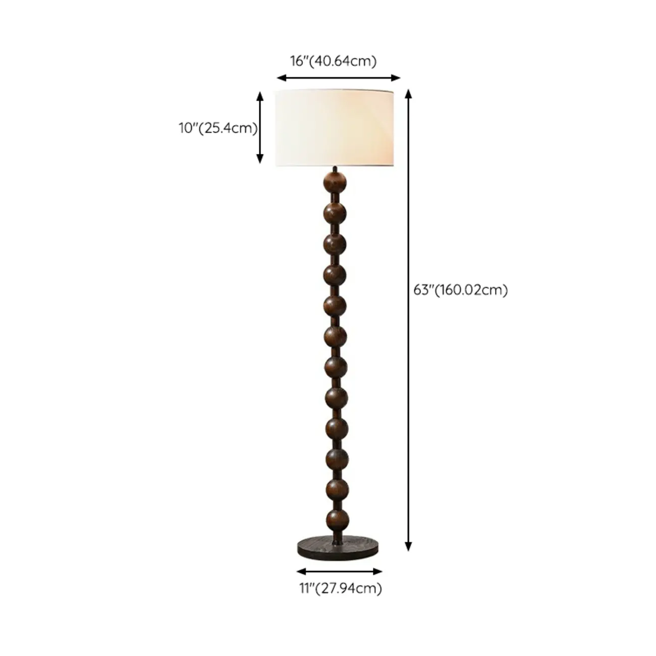 Modern Wooden Floor Lamp Plug-In for Living Room #size