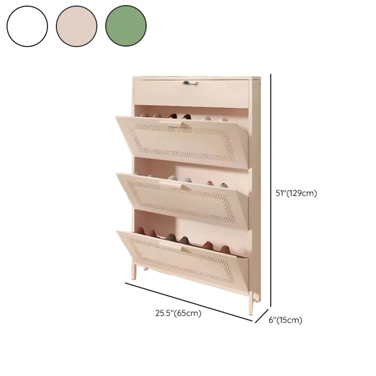 Wall Mounted Modern Flip Down Metal Shoe Storage Cabinet #size
