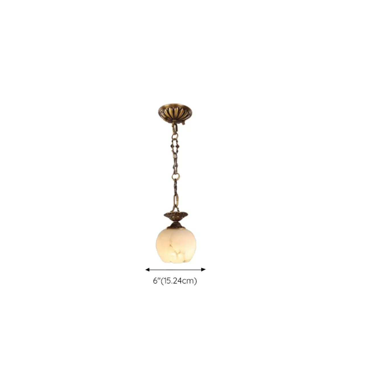 Vintage Brass Adjustable Chain White Stone Pendant Light #size