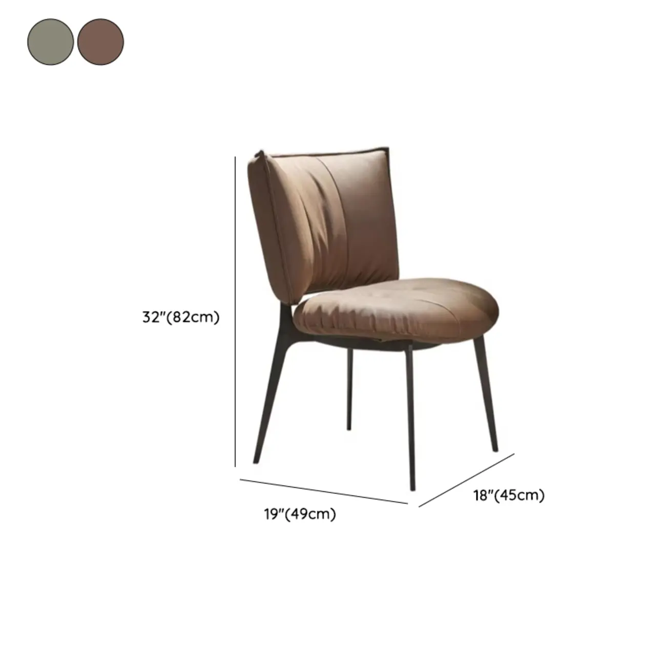 Modern Leather Low Back Dining Chair with Alloy Legs #size