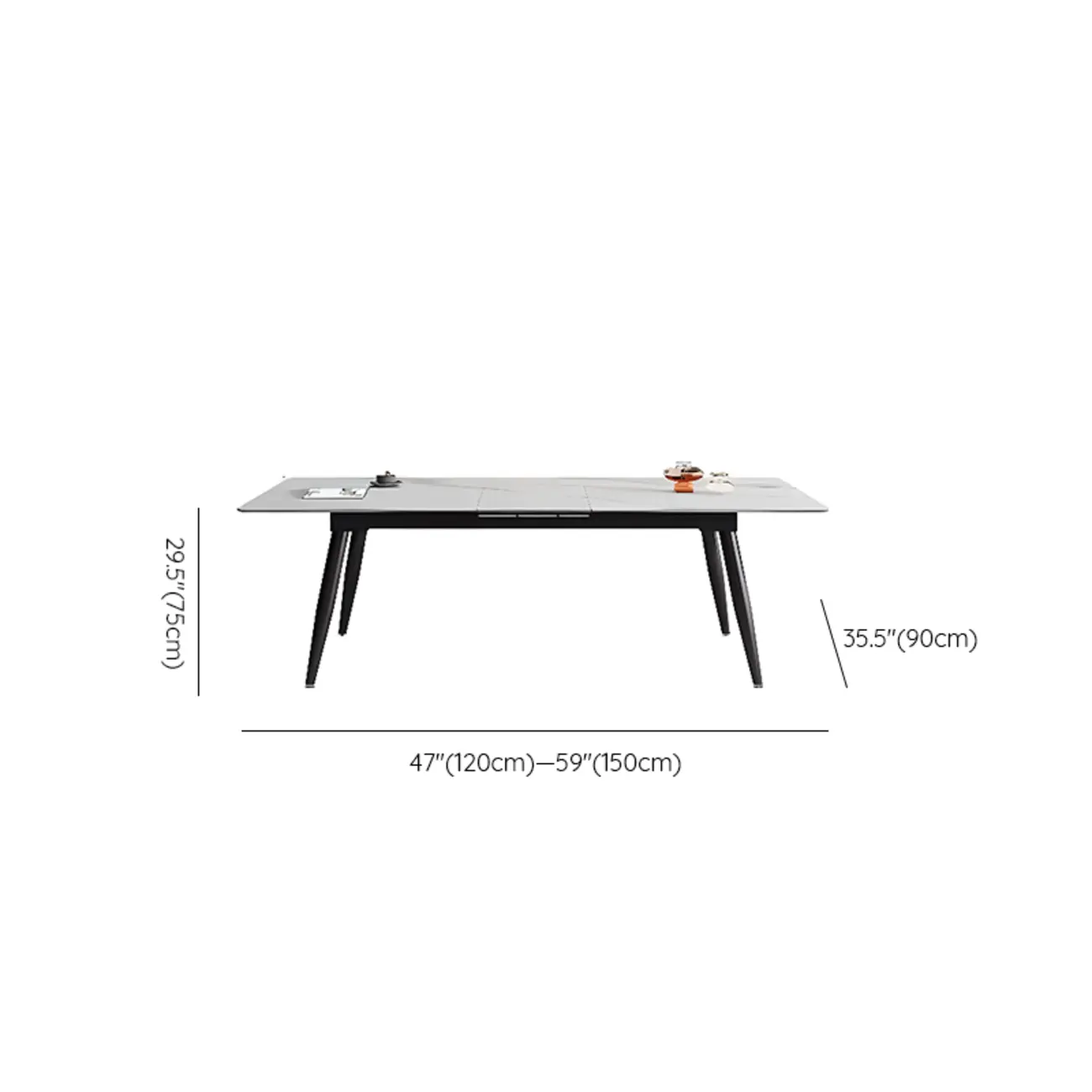 Modern White Marble Rectangular Dining Table #size