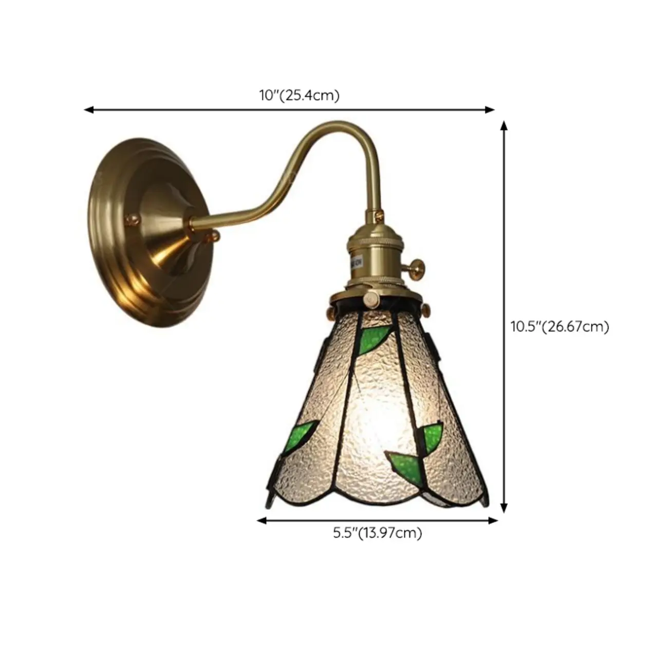 Vintage Glass Wall Sconce with Brass Accent in Hardwired #size