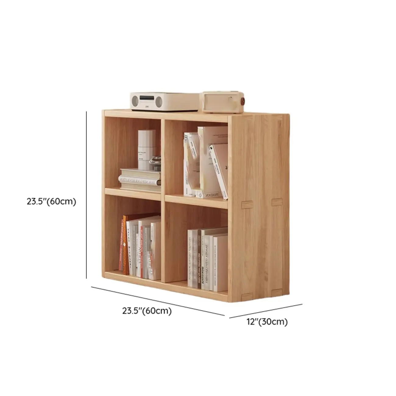 Natural Wood Horizontal Bookcase Cube Organizer #size