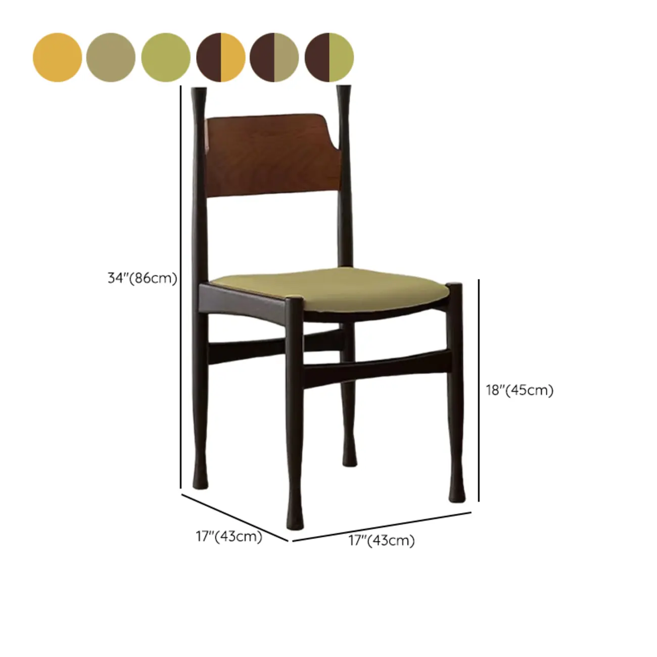 Minimalist Vintage Wood Frame and Upholstered Dining Chair #size