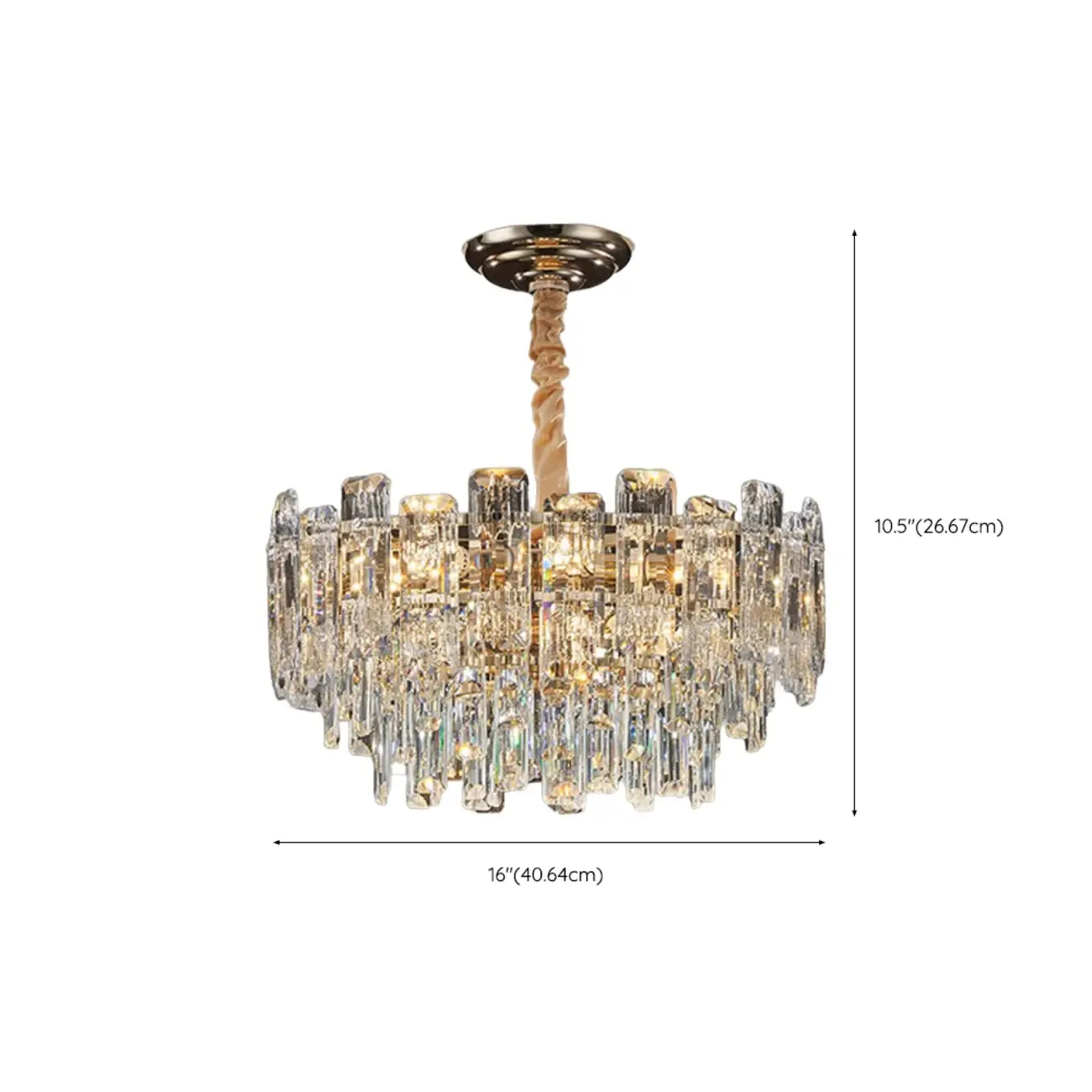 Glamorous Metal Large Round Crystal Chandelier #size