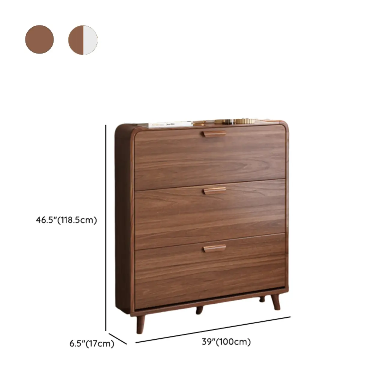 Traditional Hidden Adjustable 3 Tiers Wooden Shoe Cabinet #size