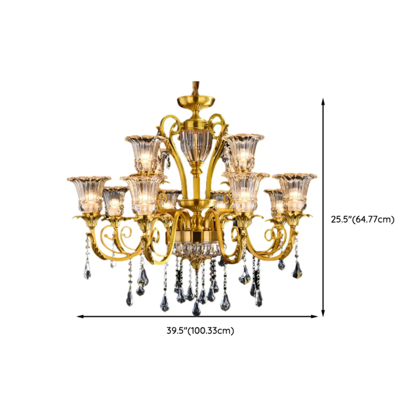 Vintage Flower Shape Golden Luxury Crystal Chandelier #size